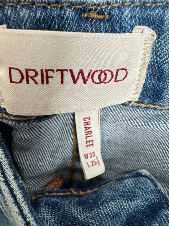 Driftwood Charlee Embroidered Floral Cuff Barrel Leg Jeans Size 33 euc Sundance - Picture 3 of 9